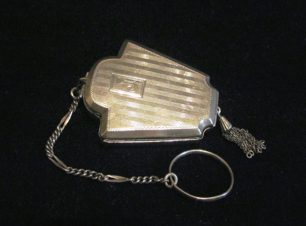 Antique Foster And Bailey Sterling Silver Compact Finger Ring Purse