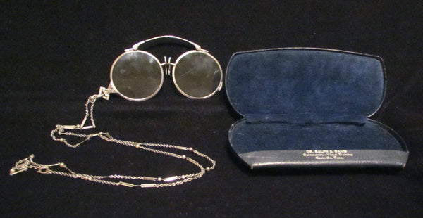 Victorian Pince Nez Eyeglasses Lorgnette Spectacles 12K Gold Filled 1800s Ladies Eye Glasses Necklace Excellent Condition