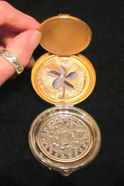 Antique Ormolu Jeweled Compact Unique Powder Box