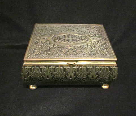 Vintage Gold Cigarette Box Brass Tabletop Cigarette Case Trinket Box Jewelry Box