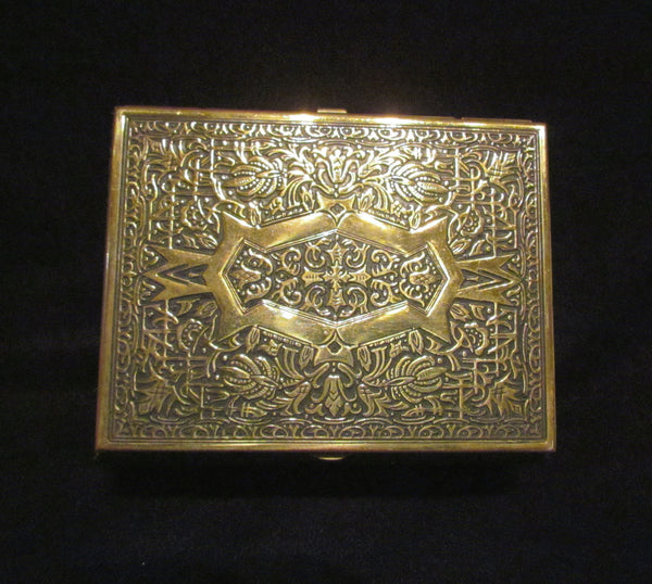 Vintage Gold Cigarette Box Brass Tabletop Cigarette Case Trinket Box Jewelry Box