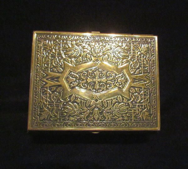 Vintage Gold Cigarette Box Brass Tabletop Cigarette Case Trinket Box Jewelry Box