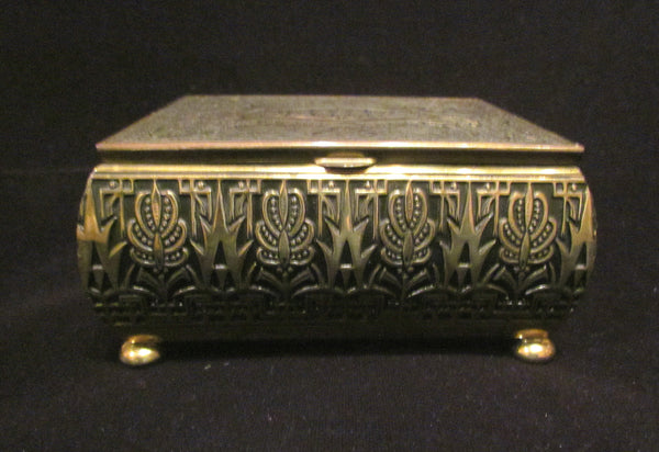 Vintage Gold Cigarette Box Brass Tabletop Cigarette Case Trinket Box Jewelry Box