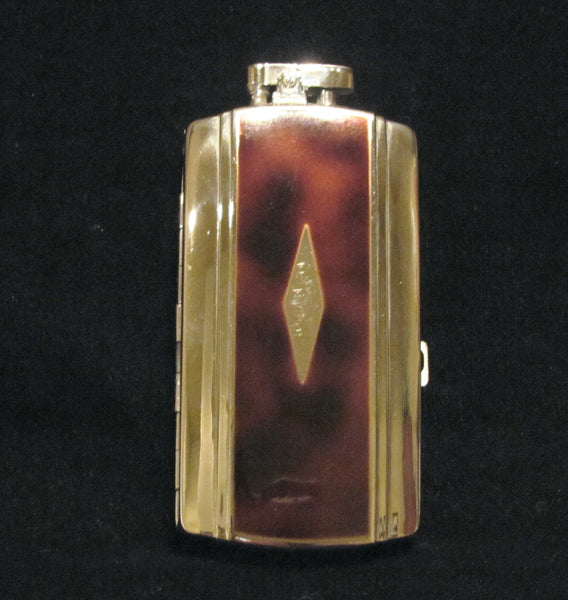 Vintage Ronson Pocket Pal Tortoise Shell Enamel Case Lighter Art Deco Cigarette Case Art Metal Works RARE