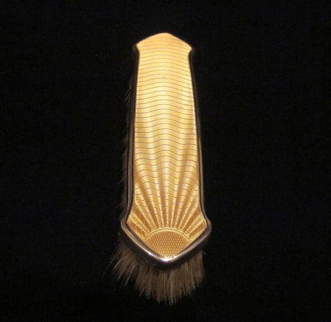 Sterling Silver Yellow Guilloche Clothing Brush 1930s Birmingham England W.G.S.Ltd Mint Condition