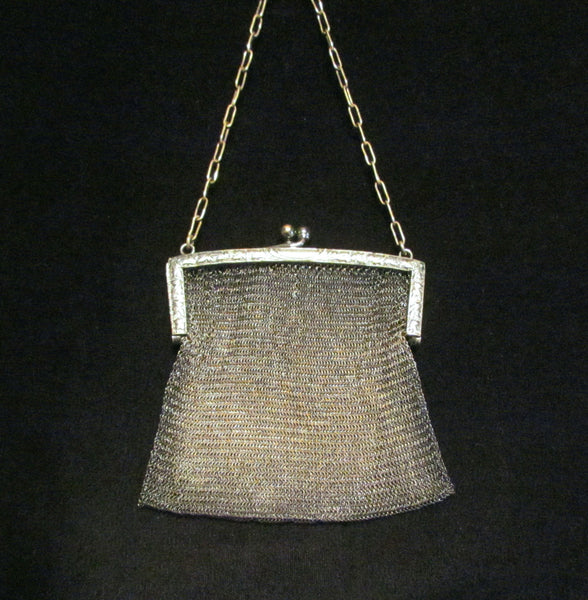 Antique German Silver Soldered Mesh Purse Victorian Excellent Condition