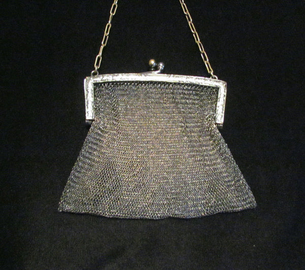 Antique German Silver Soldered Mesh Purse Victorian Excellent Condition