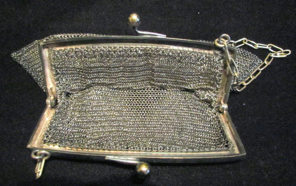 Antique German Silver Soldered Mesh Purse Victorian Excellent Condition
