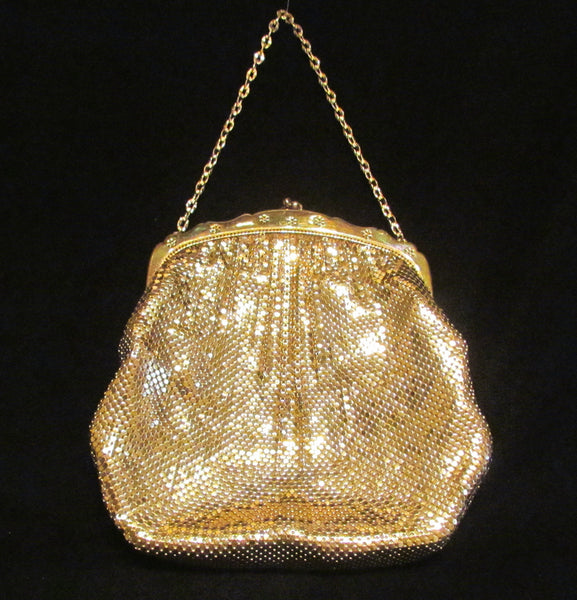 Whiting Davis Gold Mesh Formal Purse 1940s Evening Bag Unused Wonderful Condition
