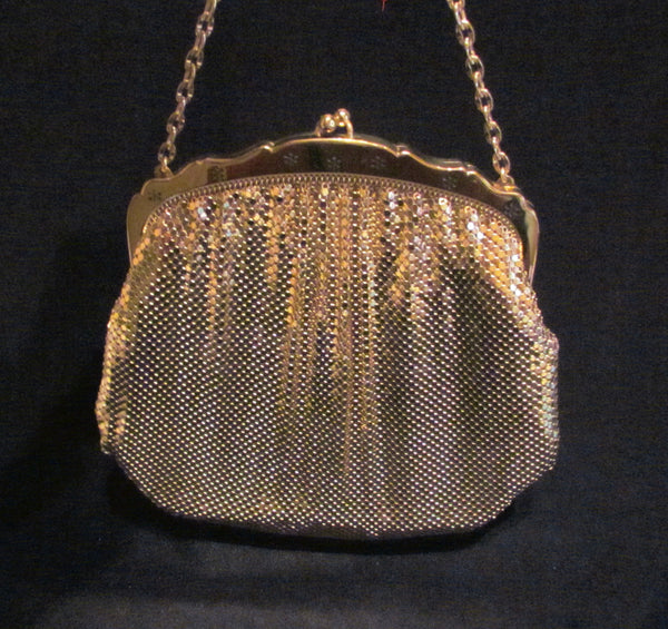 Whiting Davis Gold Mesh Formal Purse 1940s Evening Bag Unused Wonderful Condition