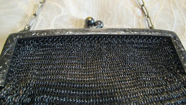 Antique German Silver Soldered Mesh Purse Victorian Excellent Condition