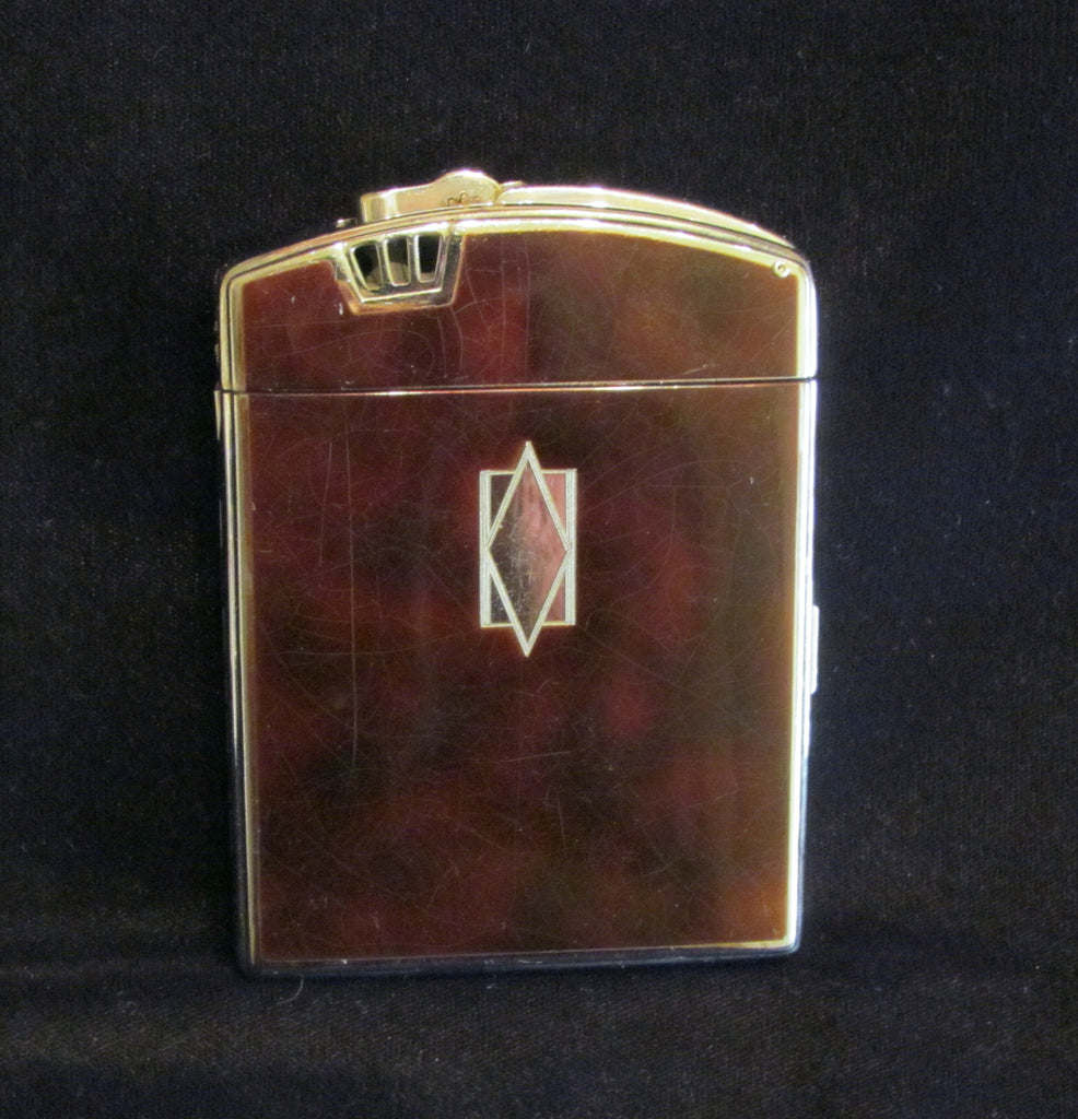 1930s Ronson Twenty Case Lighter Art Deco Enamel Art Metal Works Cigarette Case