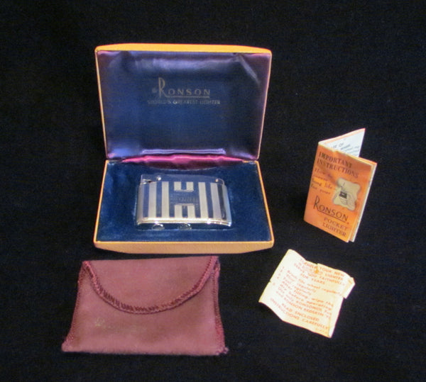 Vintage Ronson Silver Lighter Adonis Unused Working In Original Box Mint