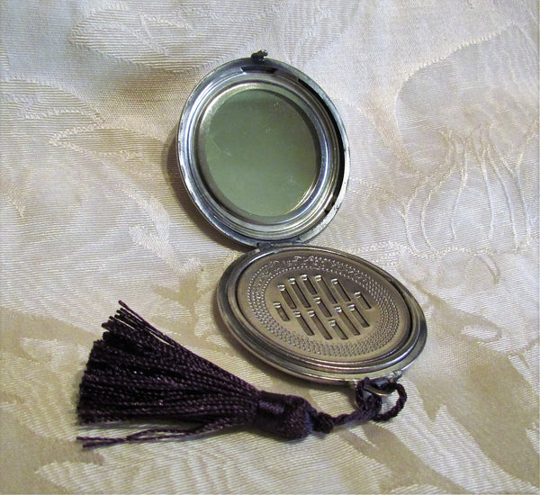 Victorian Djer Kiss Compact 1920s Silver Plated Powder Compact