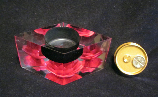 Evans Clearfloat Table Lighter Diamond Shape Red Rose Working Lighter