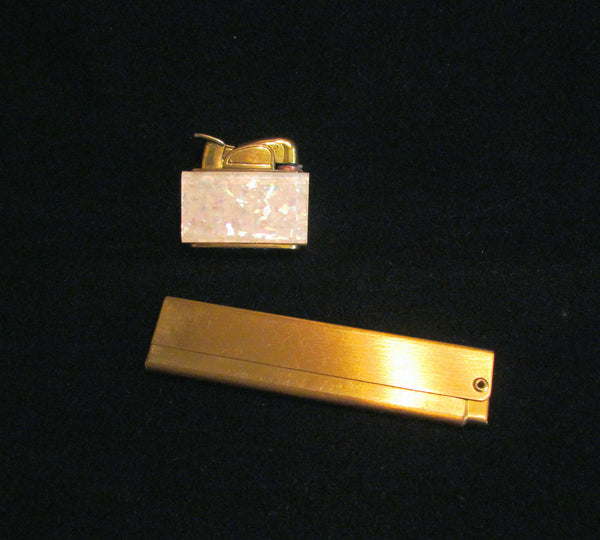 1950s Evans Lucite Confetti Lighter & Comb Set Ladies Accessories
