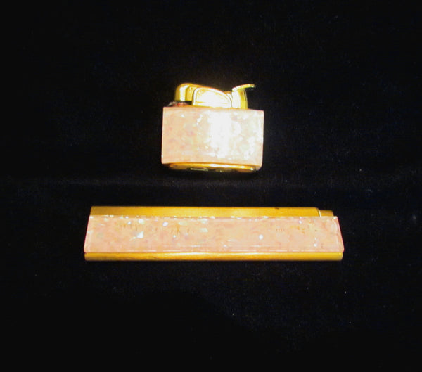 1950s Evans Lucite Confetti Lighter & Comb Set Ladies Accessories