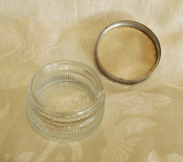 Vanity Jar Guilloche Celluloid Art Deco Powder Jar 1940s Glass Trinket Holder