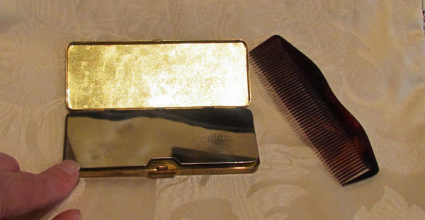 Volupte Black Enamel Compact 1940s Rhinestone Compact Art Deco Carryall Purse