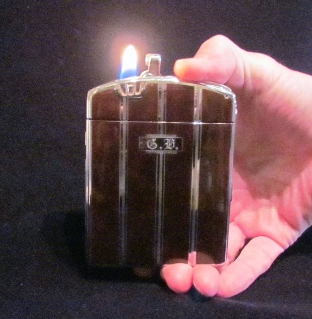 antique cigarette case with built in lighter Vintage Metal Built-In Lighter, Brown Silver Diamond Design Vintage Silver Cigarette Case Lighter