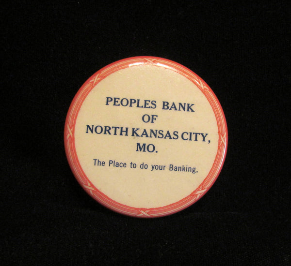 Rare Vintage Advertising Powder Compact Tin Peoples Bank North Kansas City MO