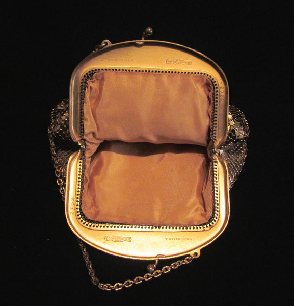 1930's Whiting And Davis Purse Vintage Gold Mesh Wedding Handbag Formal Evening Bag