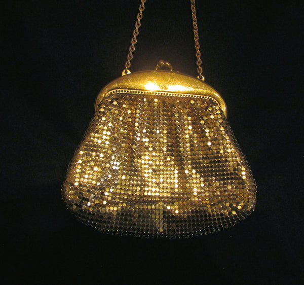 1930's Whiting And Davis Purse Vintage Gold Mesh Wedding Handbag Formal Evening Bag