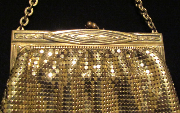 1930s Art Deco Gold Mesh Purse Whiting And Davis Formal Evening Handbag Wedding Bridal Bag