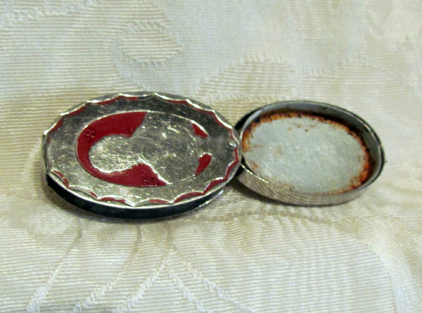 Vintage DuBarry Rouge Compact Mini Rare Richard Hudnut Art Deco Red Enamel Compact