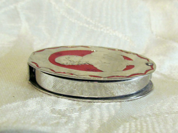 Vintage DuBarry Rouge Compact Mini Rare Richard Hudnut Art Deco Red Enamel Compact