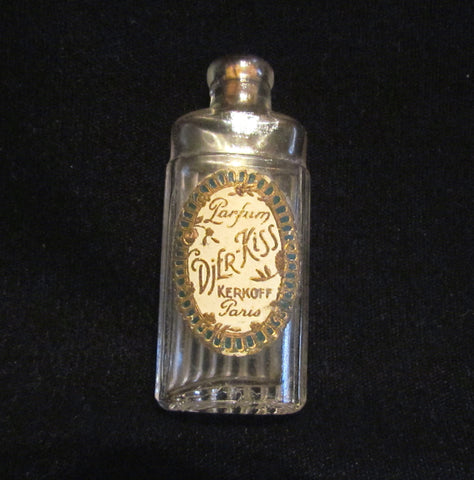 1920's Djer Kiss Perfume Bottle Paris Perfume Kerkoff Paris France Art Deco Small Bottle