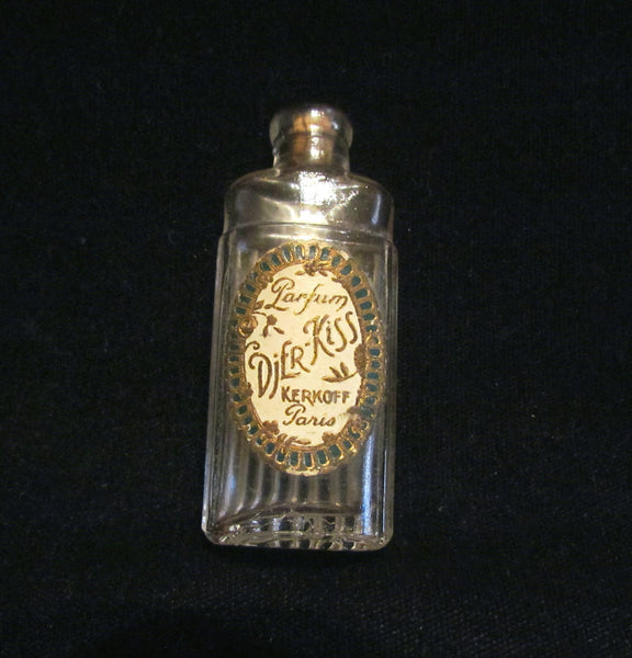 1920's Djer Kiss Perfume Bottle Paris Perfume Kerkoff Paris France Art Deco Small Bottle