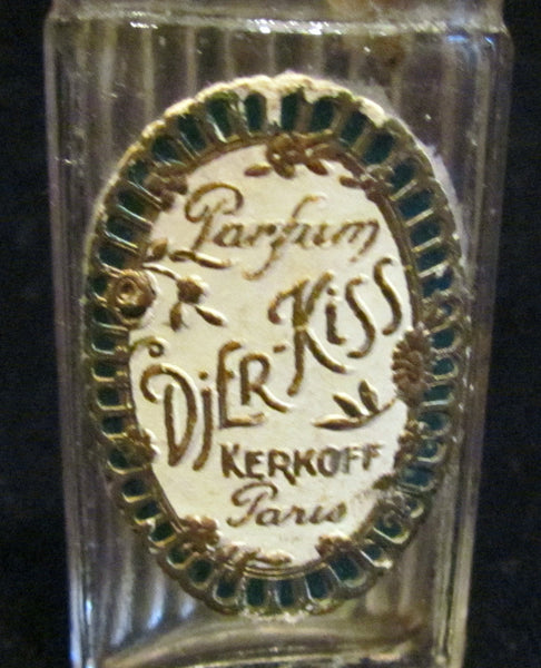 1920's Djer Kiss Perfume Bottle Paris Perfume Kerkoff Paris France Art Deco Small Bottle