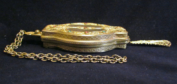 Antique Gold Filigree Rhinestone Purse Rare 1800s Wristlet Purse Stunning Excellent Condition