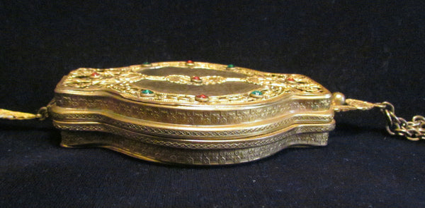 Antique Gold Filigree Rhinestone Purse Rare 1800s Wristlet Purse Stunning Excellent Condition