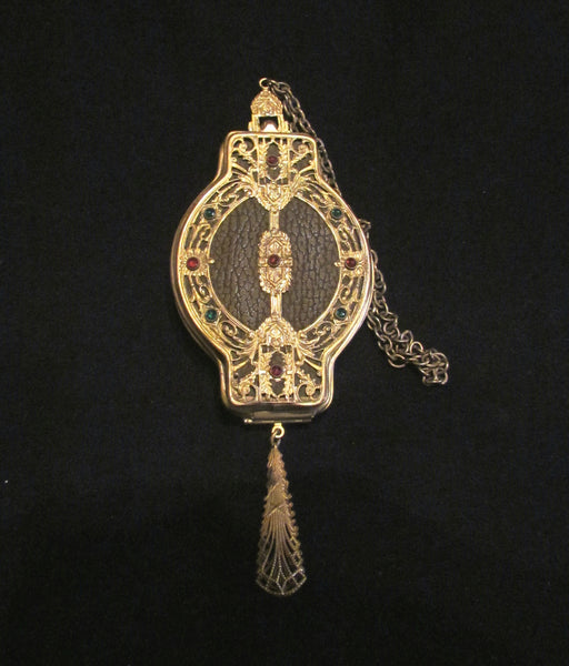 Antique Gold Filigree Rhinestone Purse Rare 1800s Wristlet Purse Stunning Excellent Condition
