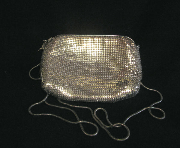 1950s Silver Mesh Purse Whiting Davis Shoulder Bag Clutch Purse
