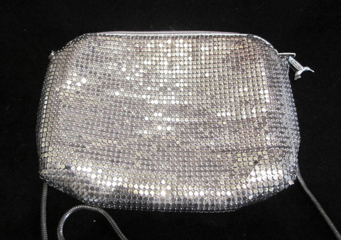 1950s Silver Mesh Purse Whiting Davis Shoulder Bag Clutch Purse