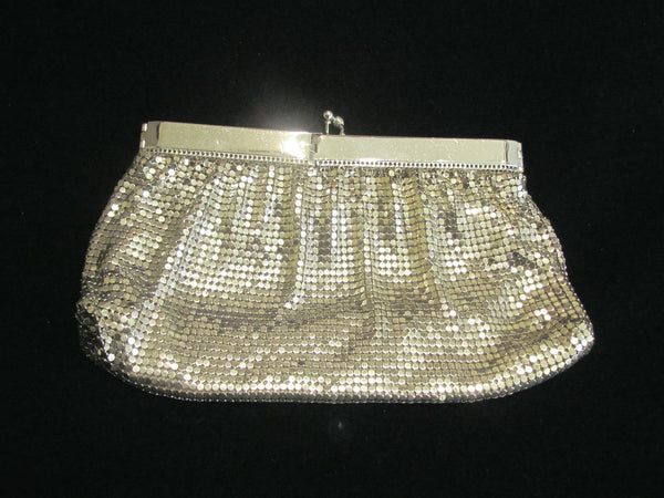 Whiting Davis Silver Mesh Clutch Purse 1940's Formal Evening Bag Bridal Wedding Purse