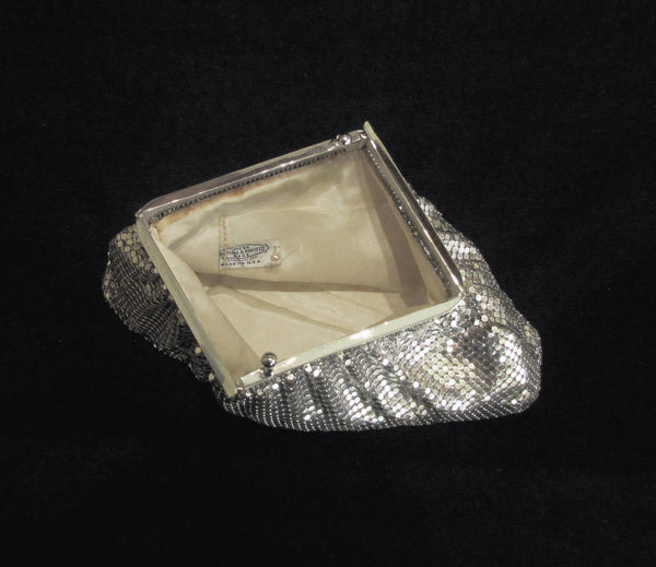 Whiting Davis Silver Mesh Clutch Purse 1940's Formal Evening Bag Bridal Wedding Purse