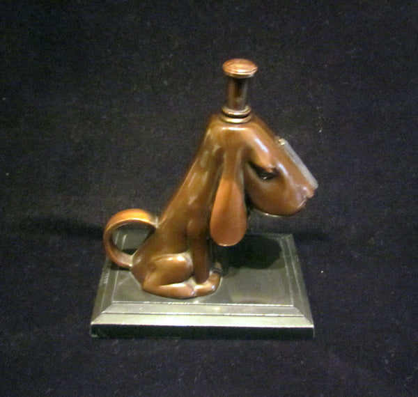 1930s Ronson Striker Lighter Bronze Hound Dog Art Deco Art Metal Works Working Lighter