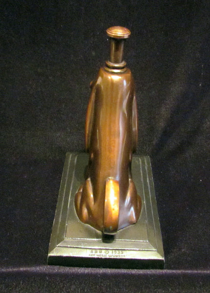 1930s Ronson Striker Lighter Bronze Hound Dog Art Deco Art Metal Works Working Lighter