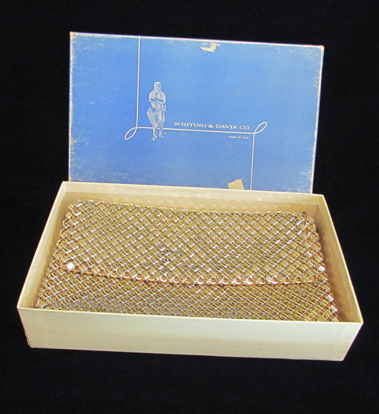 Whiting Davis Silver Mesh Clutch Purse 1930s Shoulder Bag Vintage Envelope Style Formal Purse