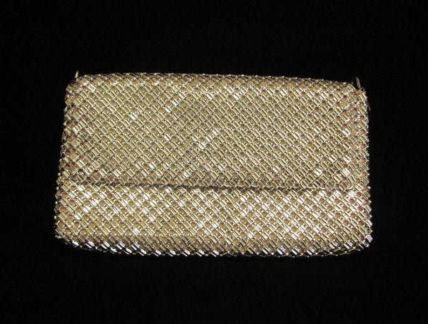 Whiting Davis Silver Mesh Clutch Purse 1930s Shoulder Bag Vintage Envelope Style Formal Purse