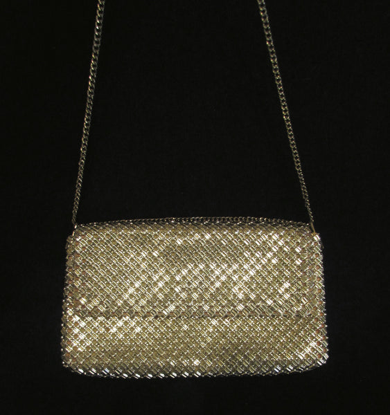 Whiting Davis Silver Mesh Clutch Purse 1930s Shoulder Bag Vintage Envelope Style Formal Purse
