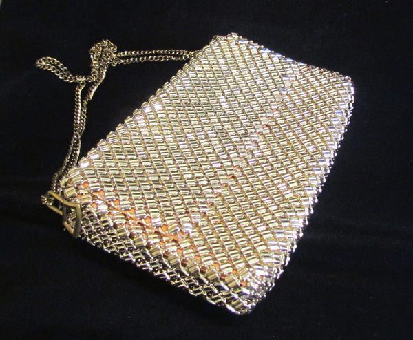 Whiting Davis Silver Mesh Clutch Purse 1930s Shoulder Bag Vintage Envelope Style Formal Purse