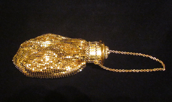 1920s Whiting Davis Rhinestone Gold Gate Top Purse Gold Mesh Handbag Beggars Bag GateTop Accordion Purse Bridal Bag