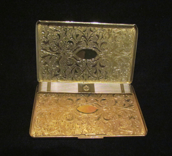 Vintage Evans Cigarette Case 1940s Mermaid Asian Silver And Gold Business Card Case Credit Card Holder