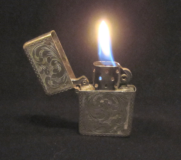 Sterling Silver Lighter Flip Top Made In Italy Vintage 800 Silver Windproof Lighter