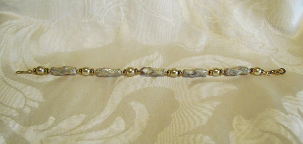14kt GF Handmade Bracelet Bronze Pearl And Handmade Bead One Of A Kind Bracelet